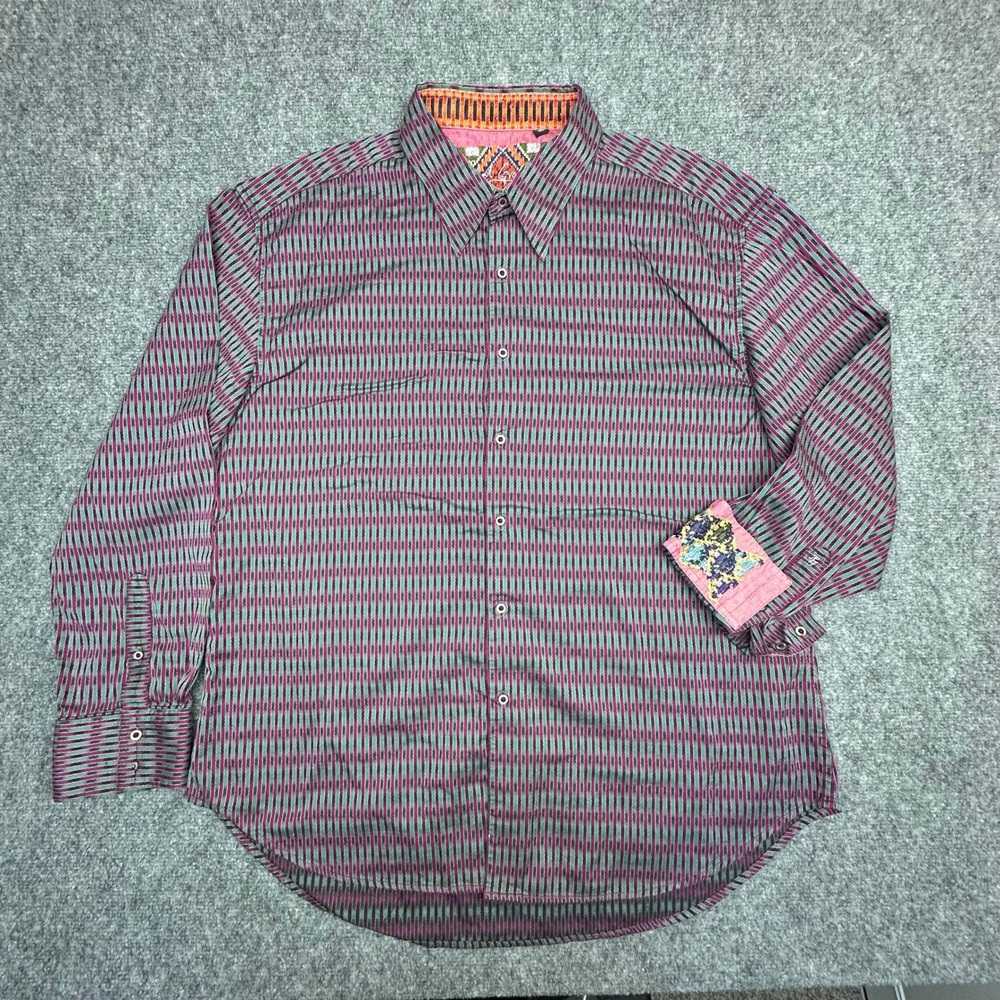 Robert Graham Shirt 3XL Multicolor Geometric Stripe Long Sleeve Button Down